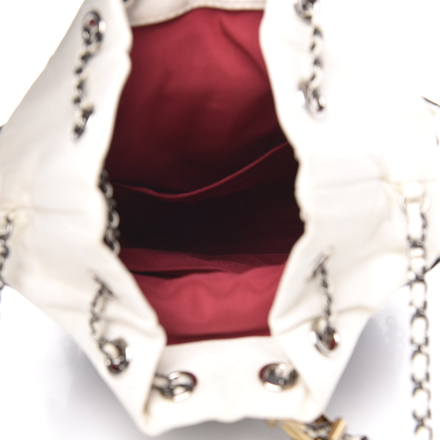 Aged Calfskin Quilted Gabrielle Bucket White Black