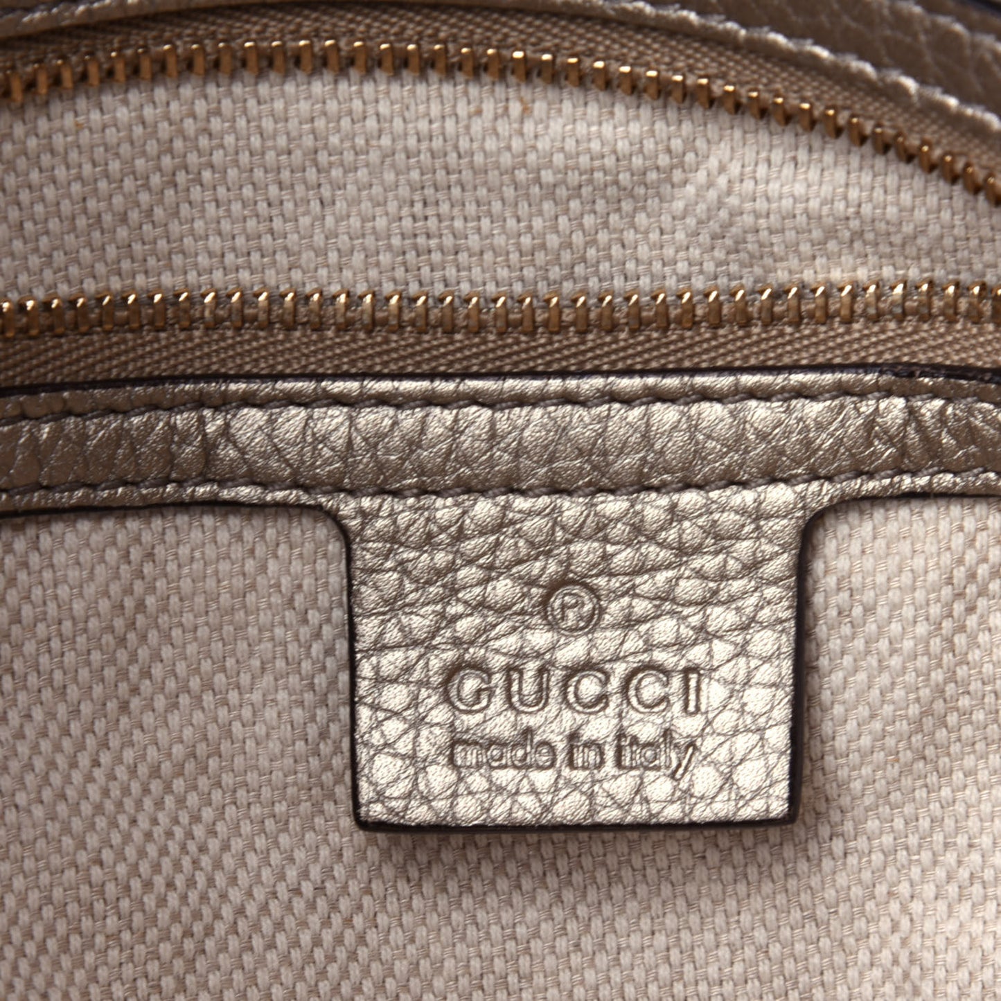 Metallic Pebbled Calfskin Medium Soho Chain Shoulder Bag Golden Beige