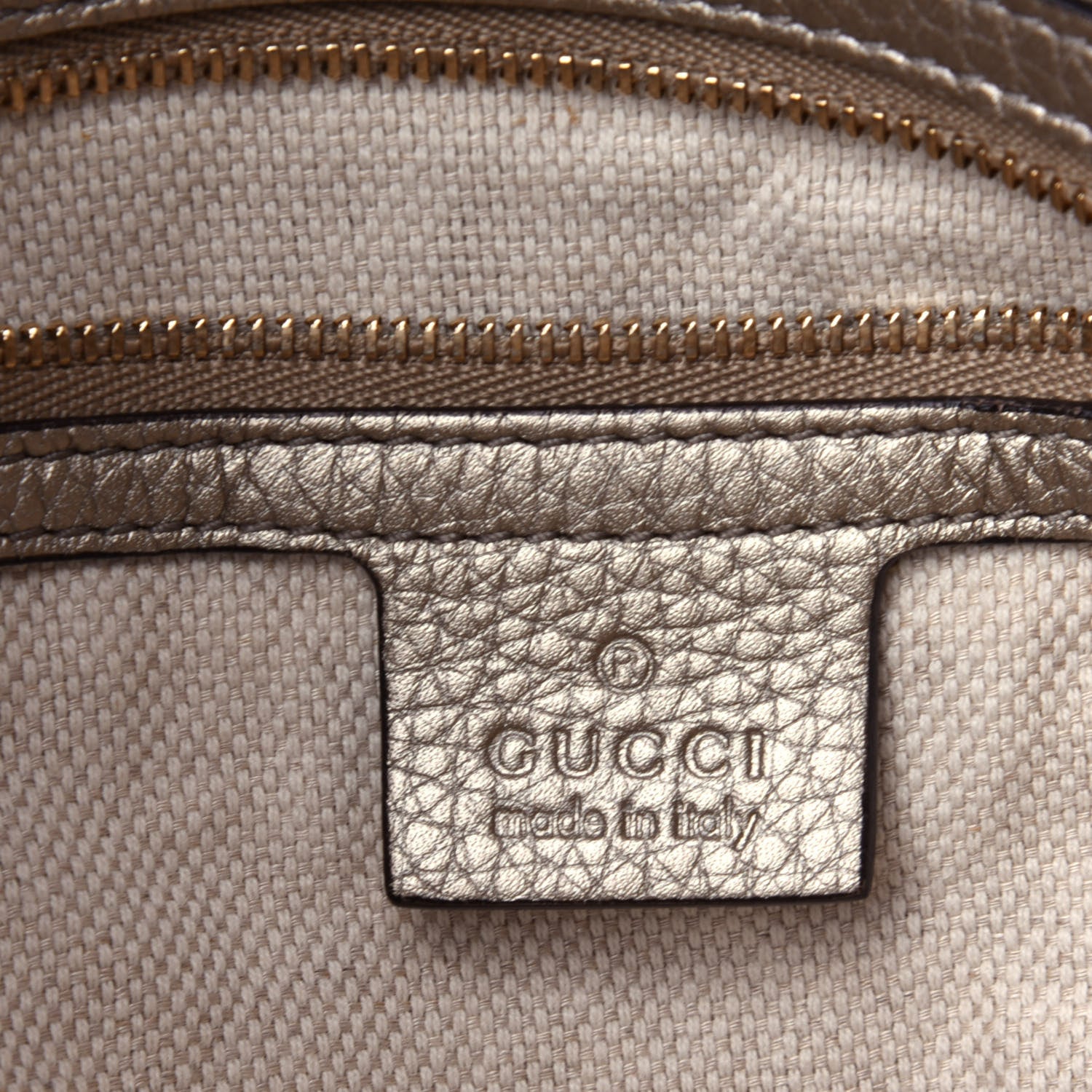 Gucci Metallic Pebbled Calfskin Medium Soho Chain Shoulder Bag Golden Beige 7 of 12