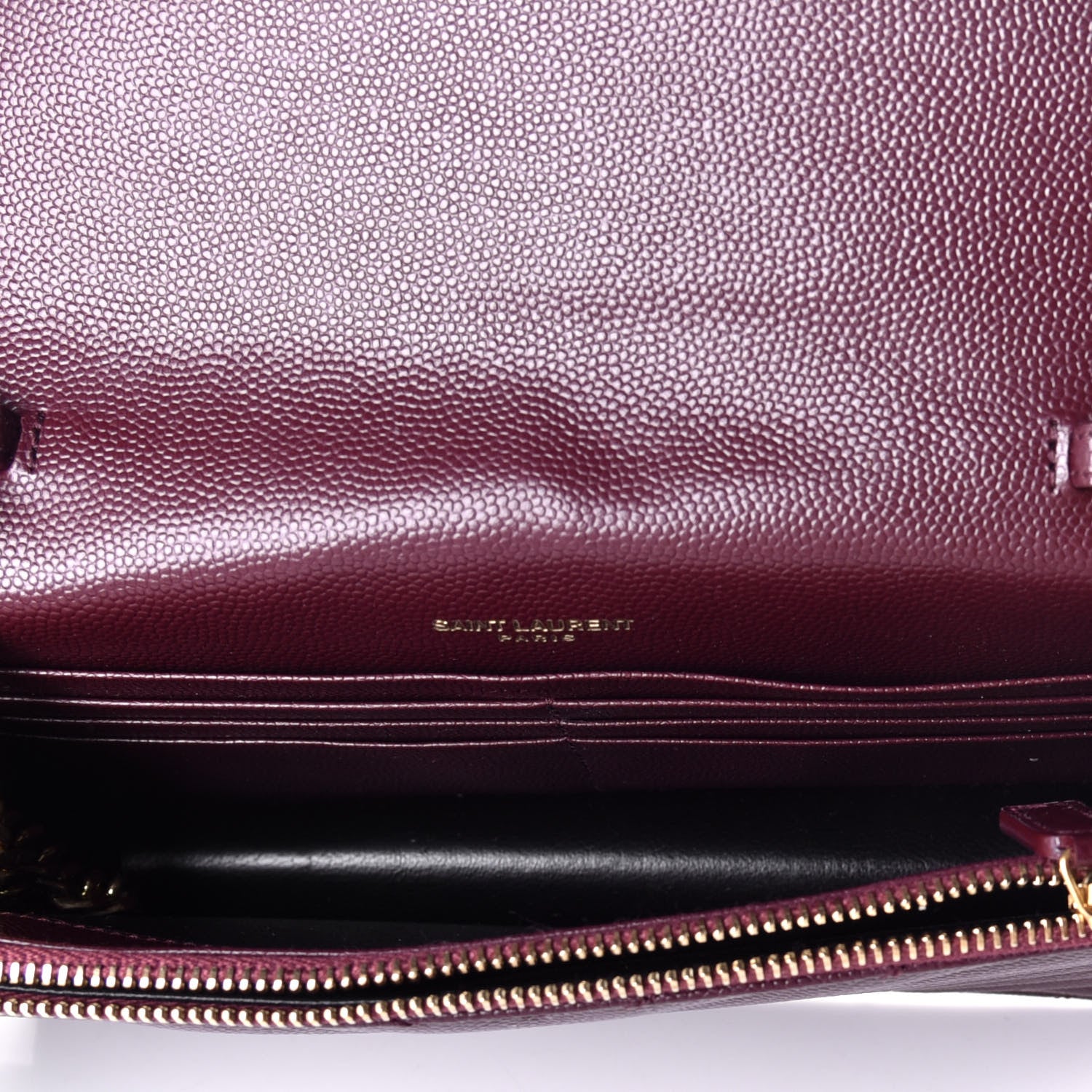 Saint Laurent Grain De Poudre Matelasse Chevron Monogram Envelope Chain Wallet Rouge Legion 5 of 9