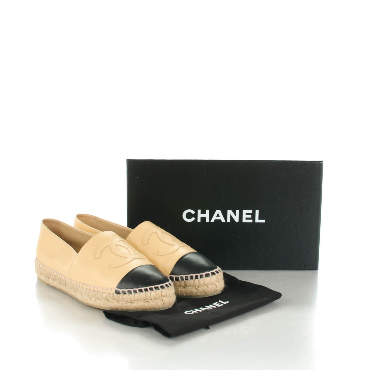 Lambskin CC Espadrilles 39 Beige Black