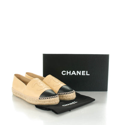 Chanel Lambskin CC Espadrilles 39 Beige Black 7 of 8