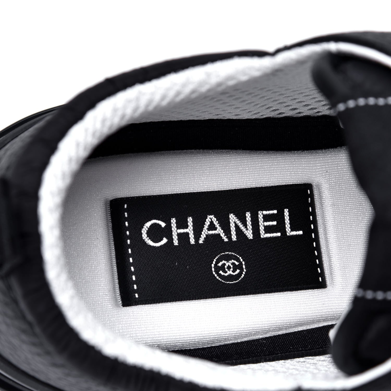 Chanel Calfskin Mesh Lycra Suede Womens Logo Sneakers 37 Black 6 of 6