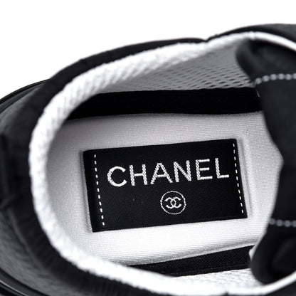 Chanel Calfskin Mesh Lycra Suede Womens Logo Sneakers 37 Black 6 of 6