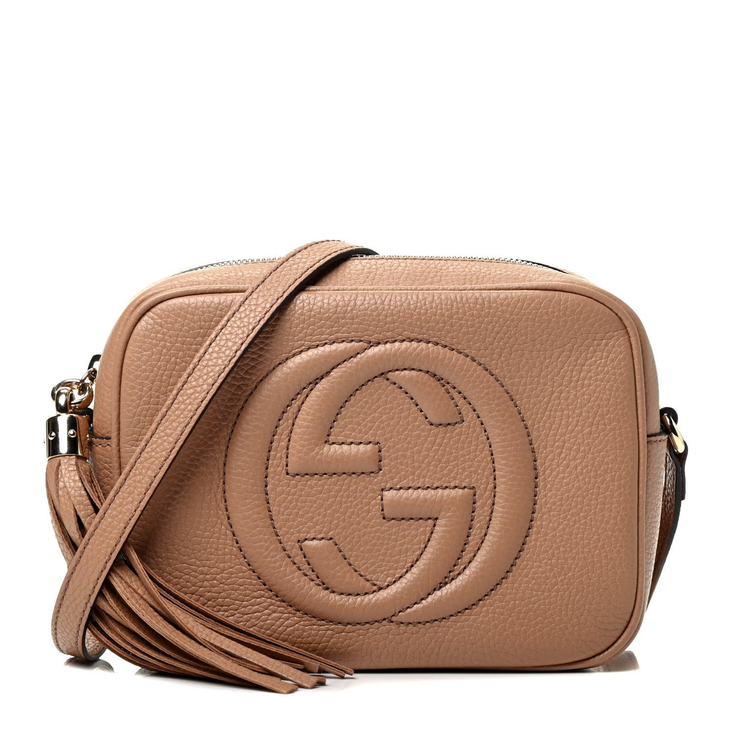 Pebbled Calfskin Small Soho Disco Bag Rose Beige