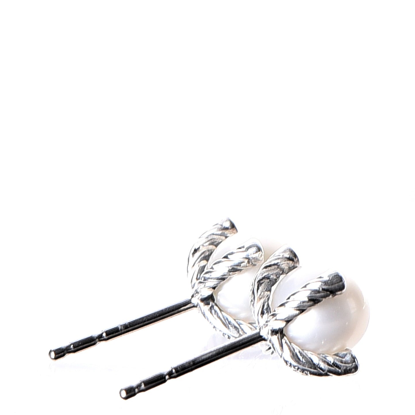 Sterling Silver Diamond Pearl 7mm Earrings