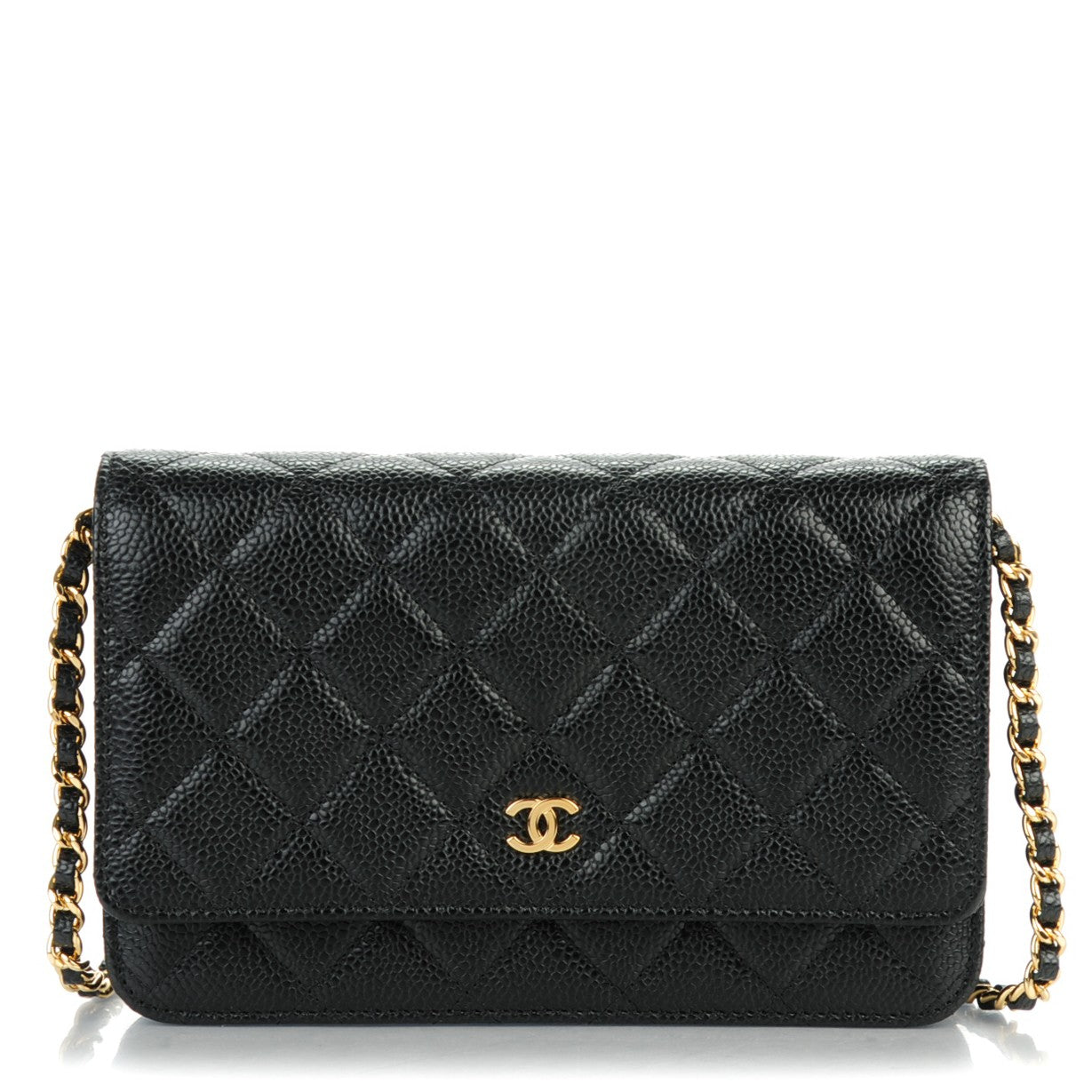 Caviar Quilted Wallet On Chain WOC Black