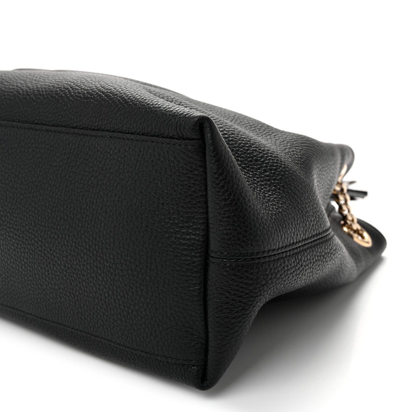 Pebbled Calfskin Medium Soho Chain Shoulder Bag Black
