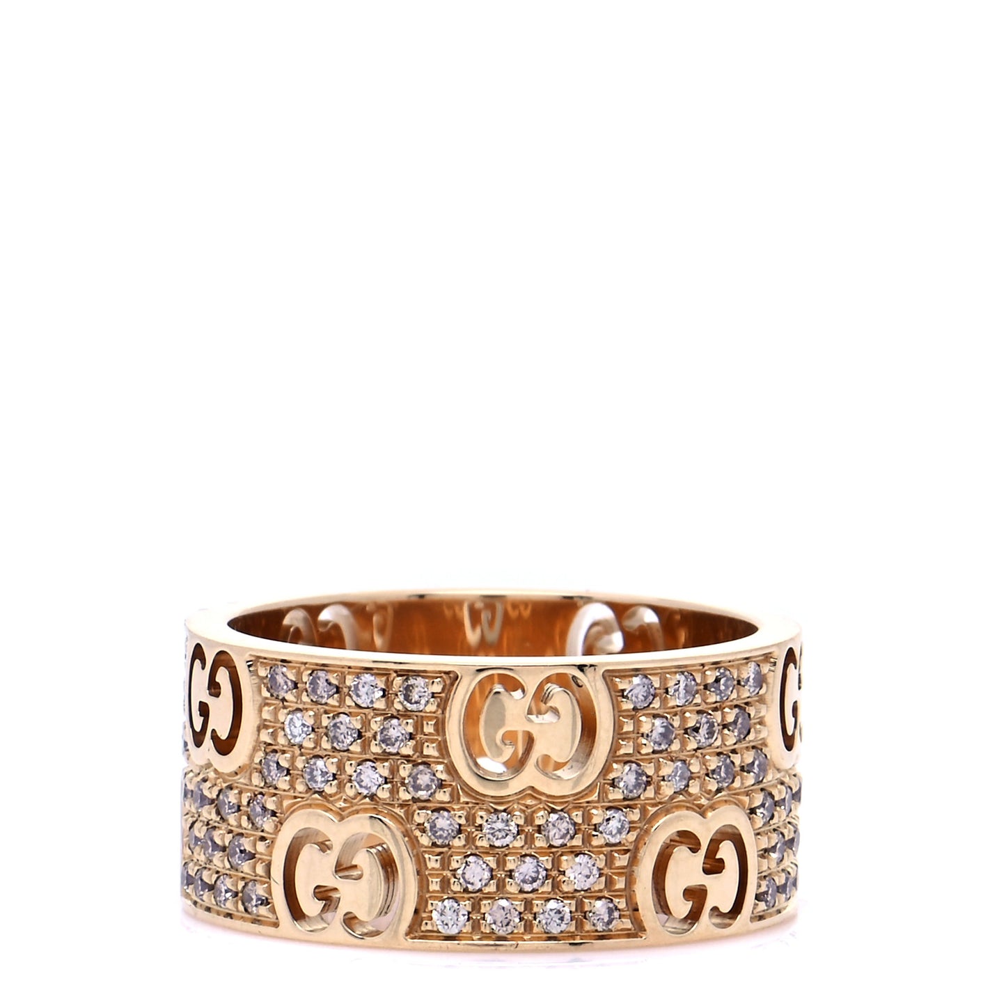 18K Yellow Gold Diamond Wide Icon Stardust Band Ring 52 6