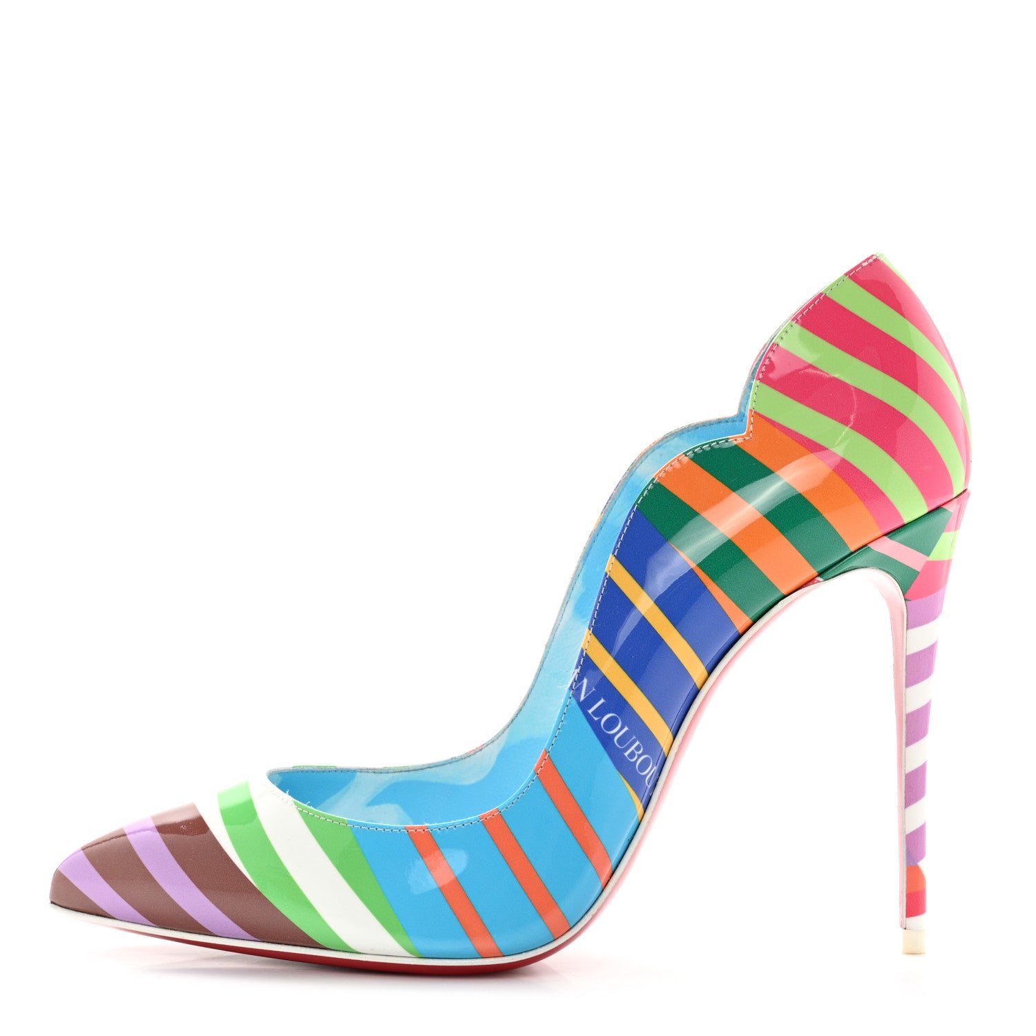 Christian Louboutin Patent Striped Hot Chick 100 Pumps 38.5 Multicolor 1 of 8