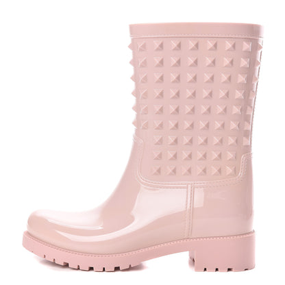 Valentino Garavani Rubber Rockstud Short Rainboots 38 Water Rose 1 of 8