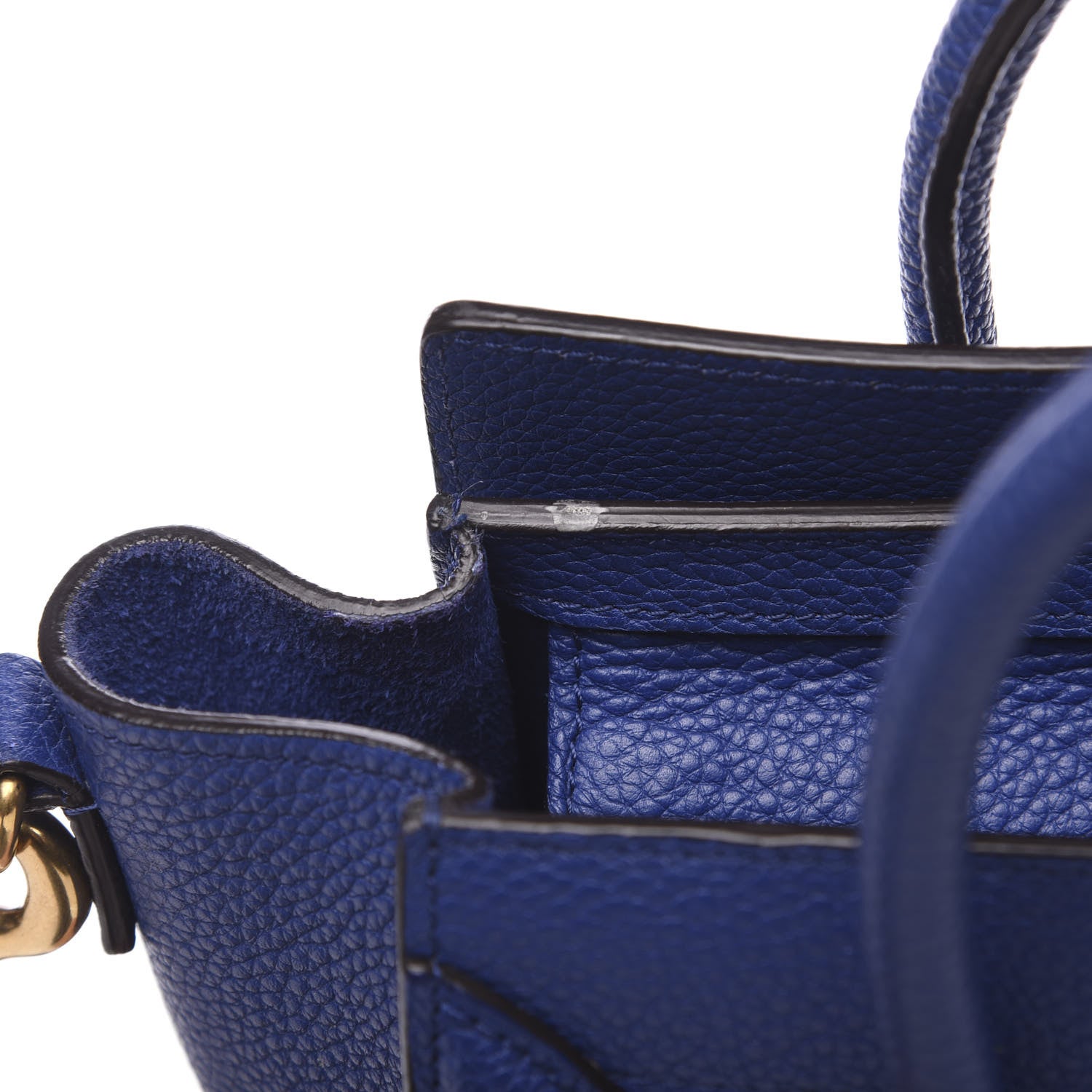 Celine Drummed Calfskin Nano Luggage Indigo 7 of 11