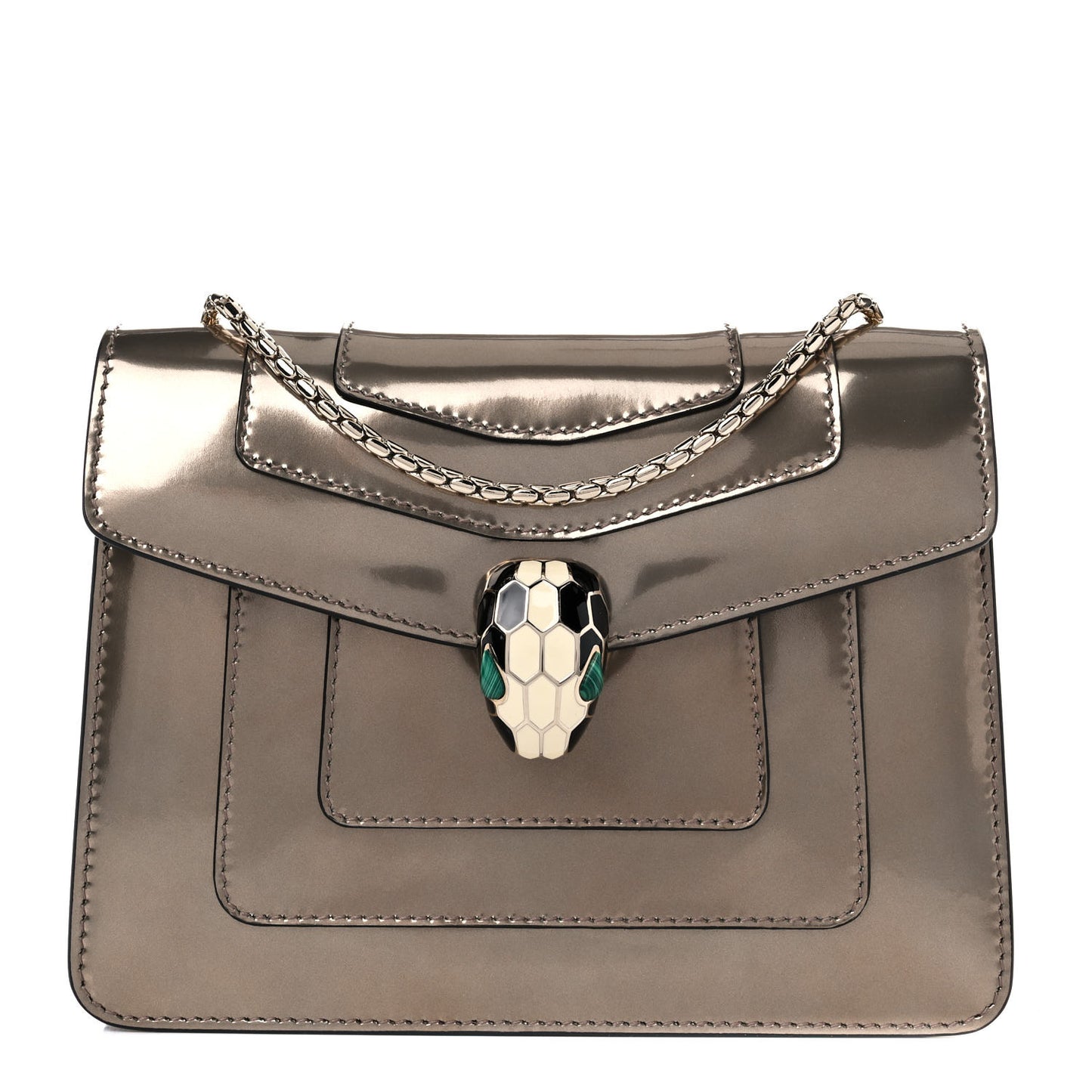 Metallic Calfskin Serpenti Forever Crossbody Bag Bronze