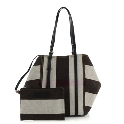 Burberry Canvas Mega Check Medium Padstow Tote Black 3 of 10