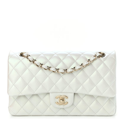 Chanel Iridescent Calfskin Quilted Medium Double Flap White 1 of 10