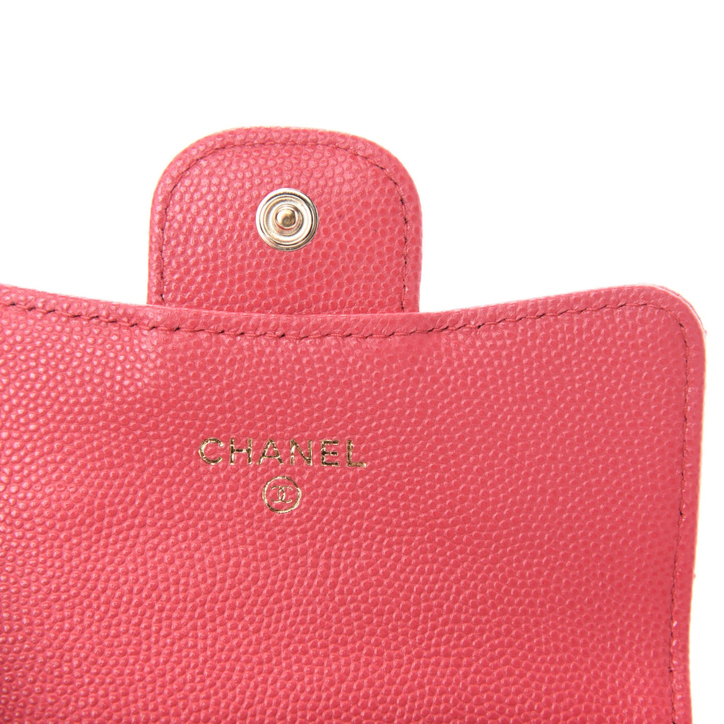 Caviar Quilted Flap Card Holder Dark Pink
