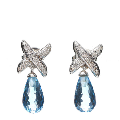 David Yurman Sterling Silver Blue Topaz Diamond X Drop Earrings 1 of 3