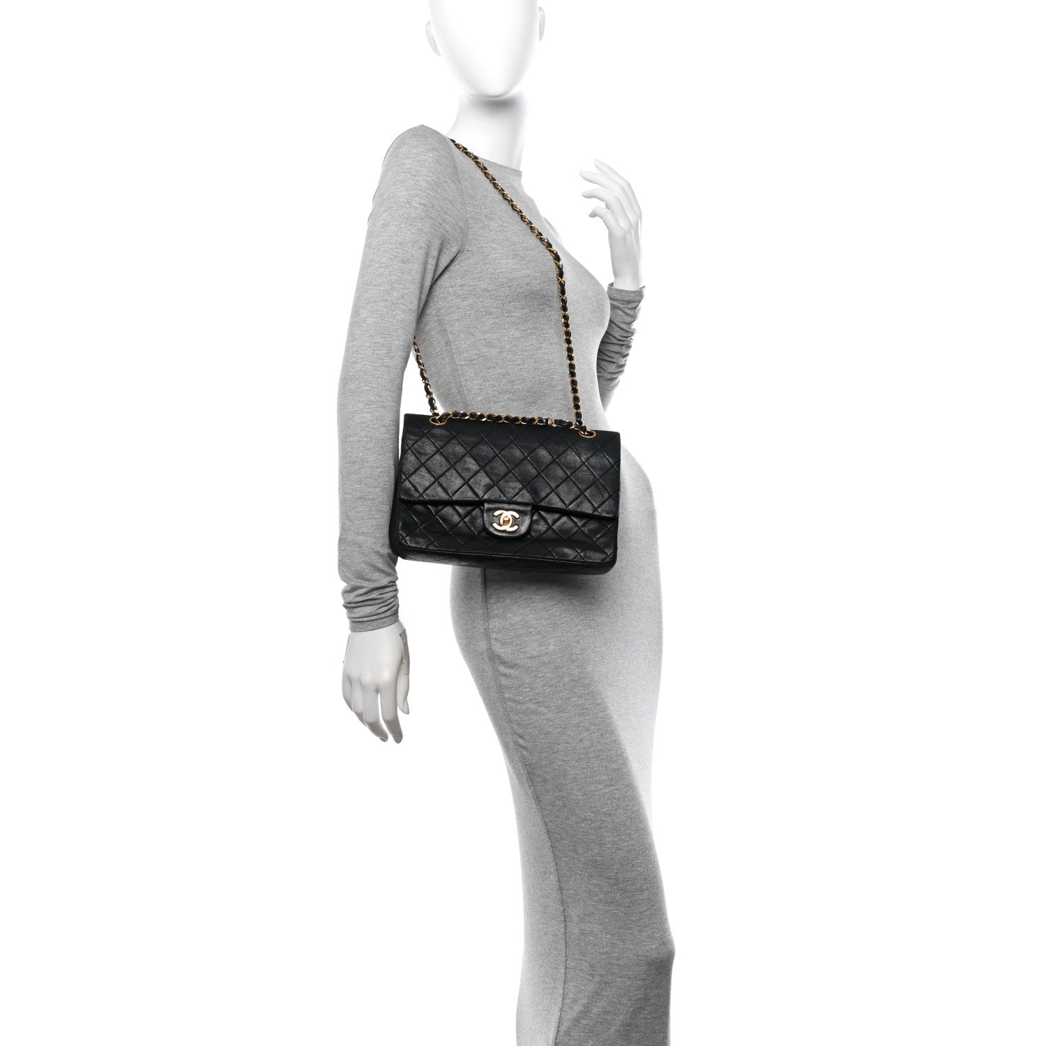 Chanel Lambskin Quilted Medium Double Flap Black 3 of 15