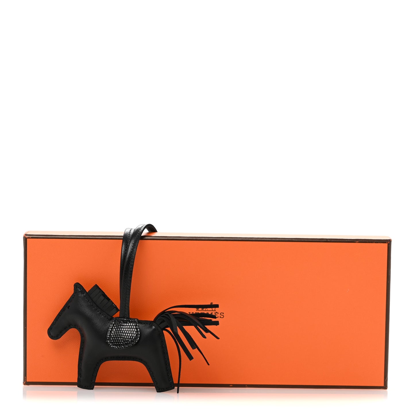 Milo Lambskin Lizard Touch Grigri Rodeo Horse Bag Charm PM So Black