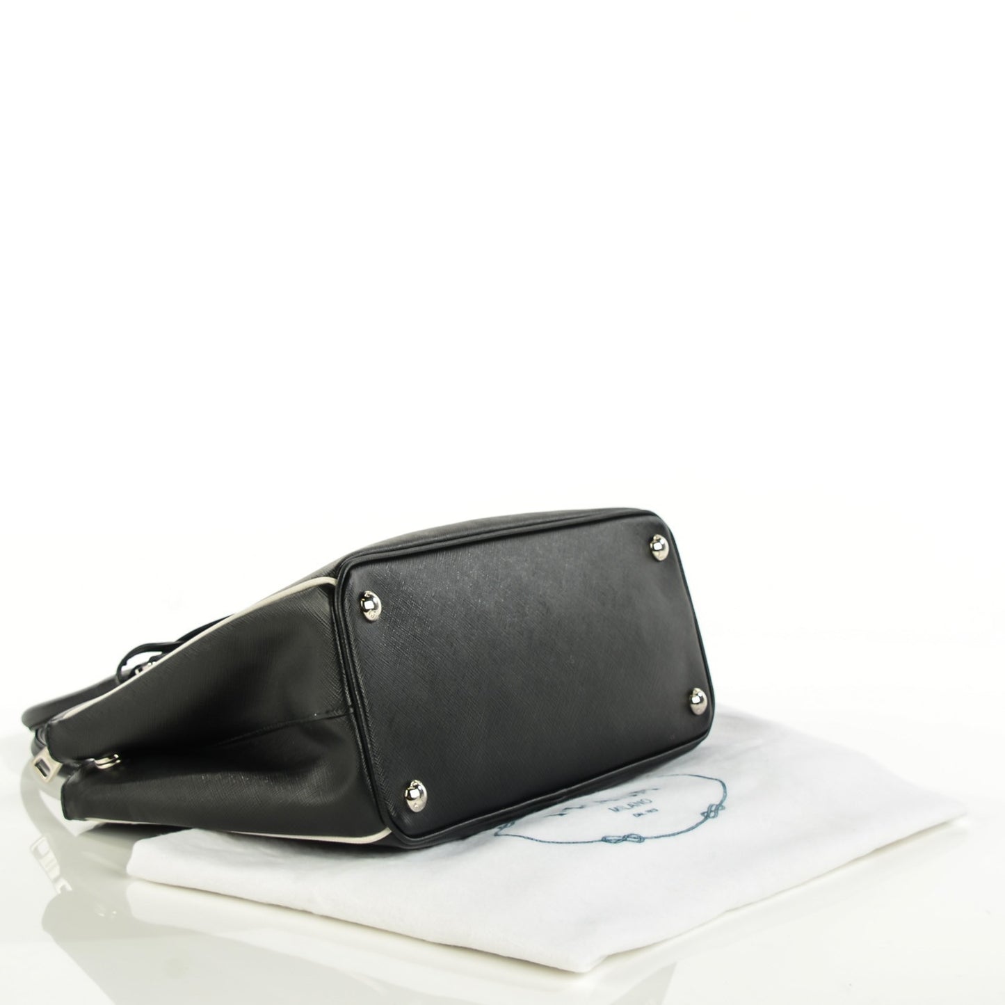 Saffiano Small Galleria Double Zip Tote Black Talco
