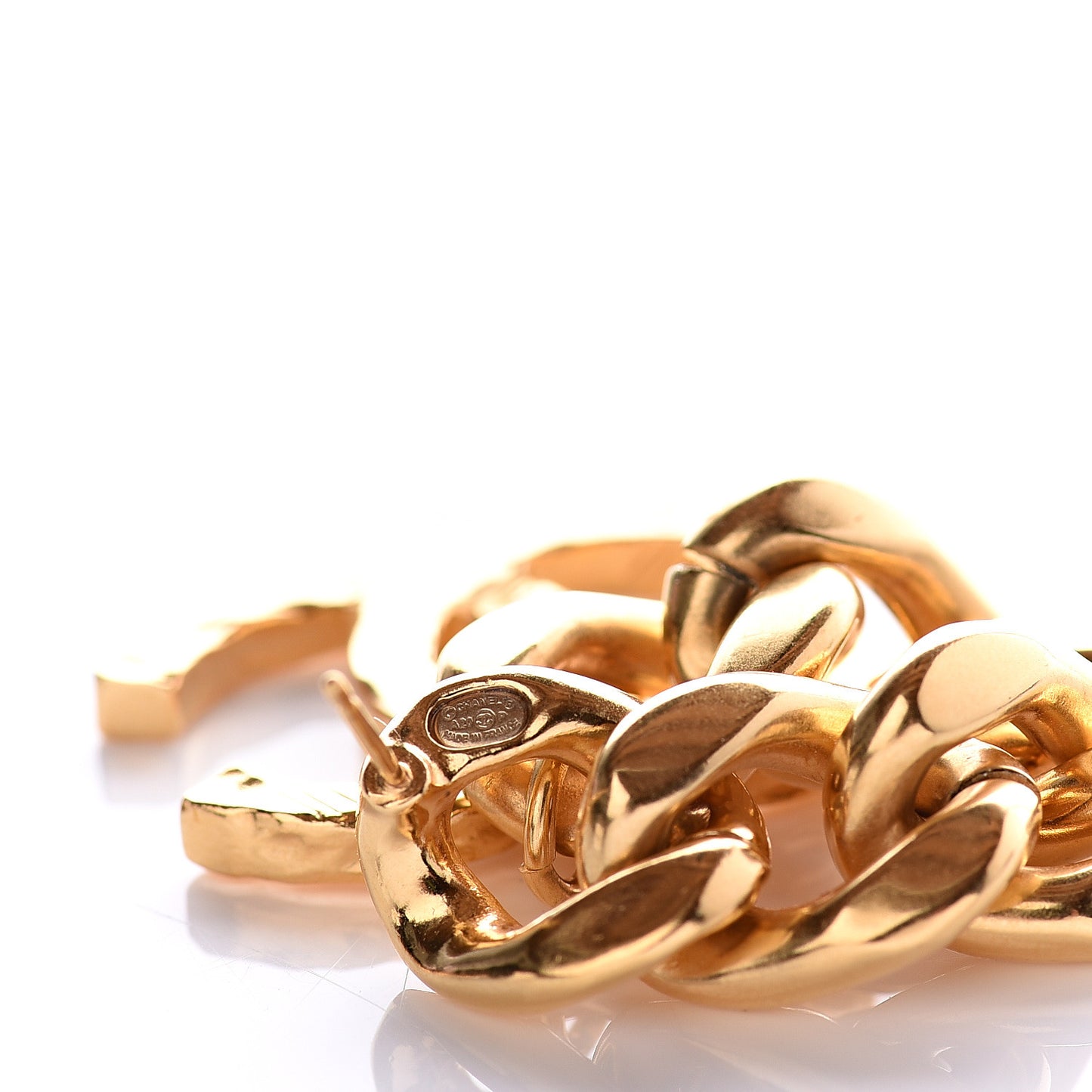 Metal CC Pick Drop Earrings Gold