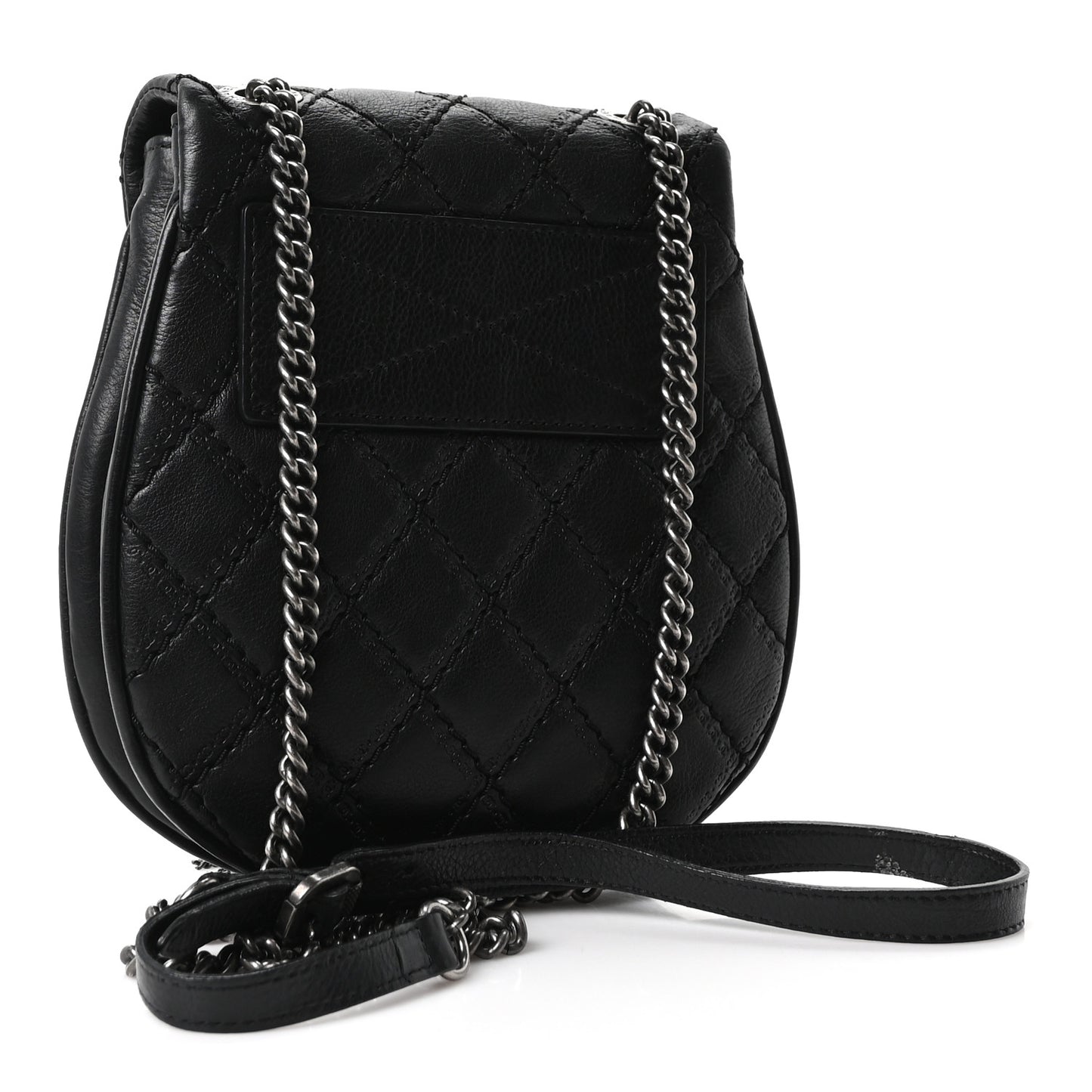 Calfskin Quilted Coco Sporran Small Tassel Flap Black