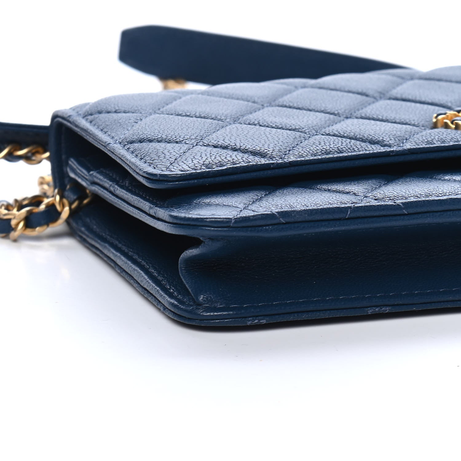 Chanel Goatskin Quilted Chanel 19 Wallet On Chain WOC Blue 9 of 10