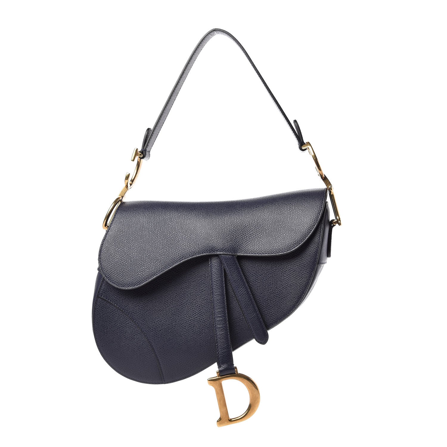 Christian Dior Grained Calfskin Saddle Bag Navy 1 of 9