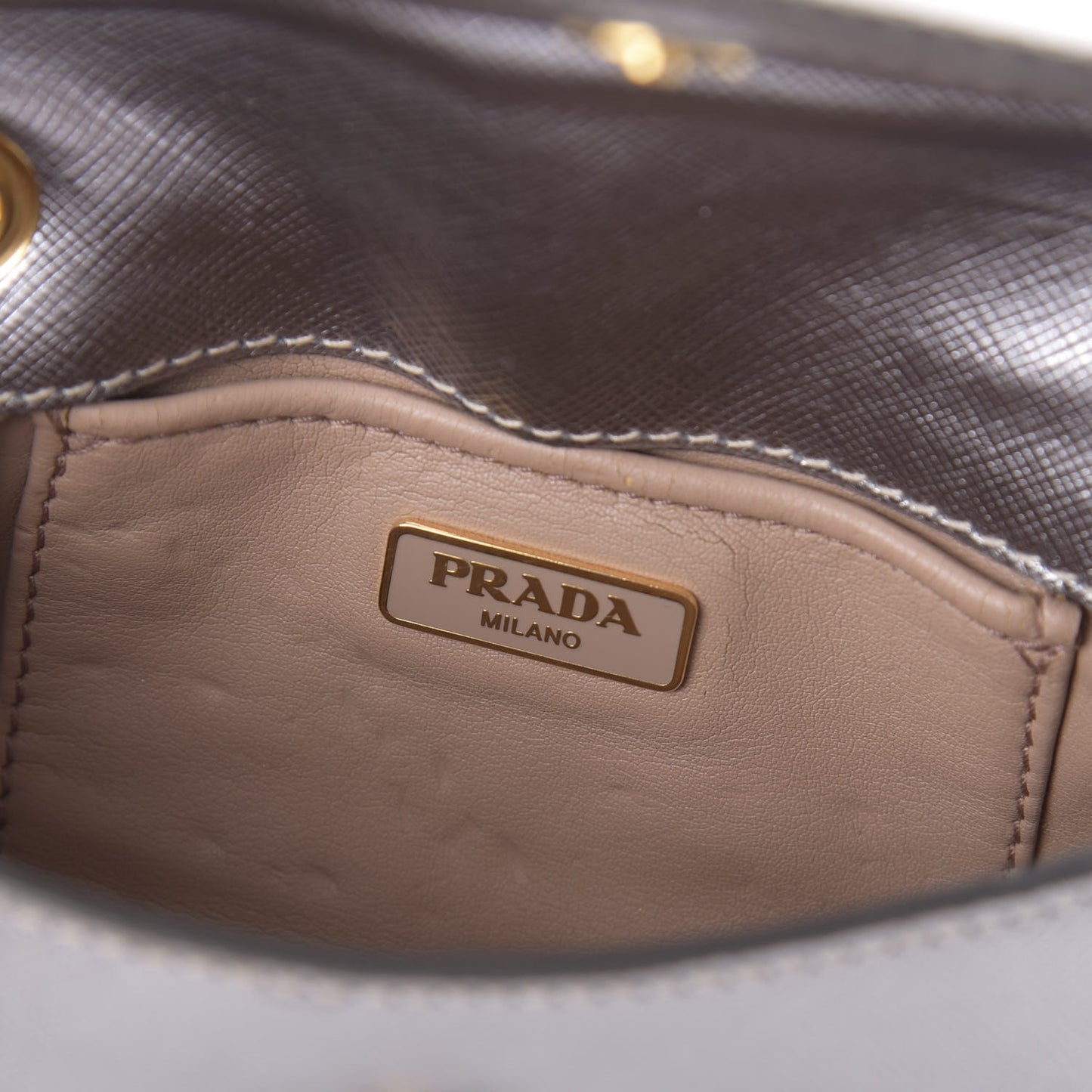 Metallic Saffiano Chain Shoulder Bag Silver