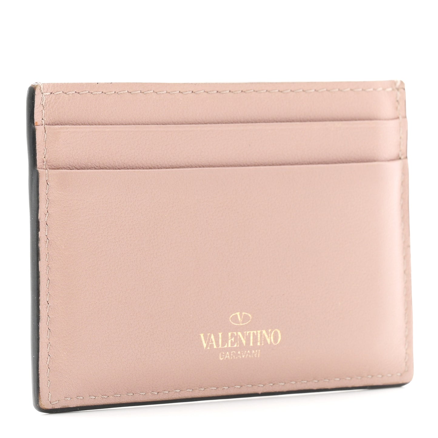 Vitello Rockstud Card Holder Poudre