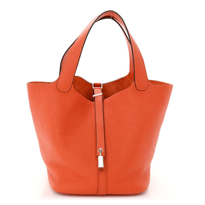 Hermes Taurillon Clemence Picotin Lock 22 MM Orange 1 of 10