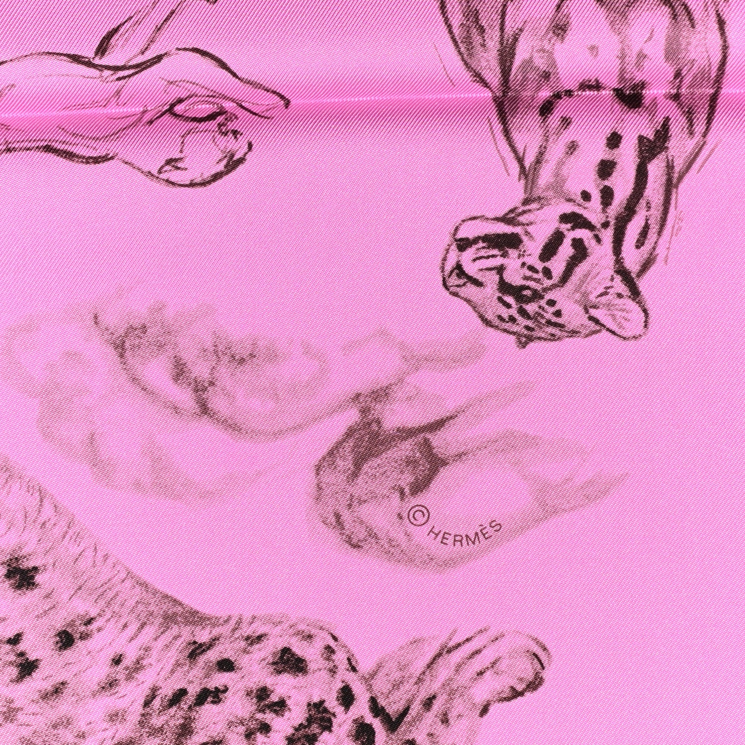 Hermes Silk Dans l'atelier de Robert Dallet Scarf 90 Rose Cyclamen Gris Sepia 3 of 4