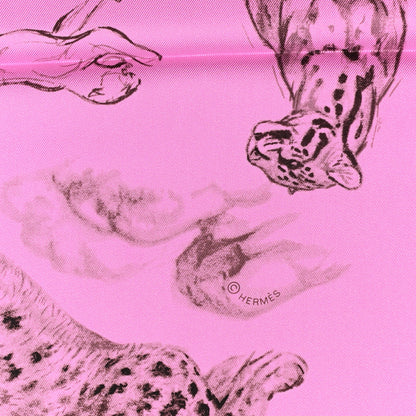Hermes Silk Dans l'atelier de Robert Dallet Scarf 90 Rose Cyclamen Gris Sepia 3 of 4