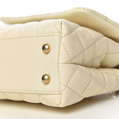 Chanel Caviar Elaphe Quilted Mini Coco Handle Flap Ivory 9 of 11