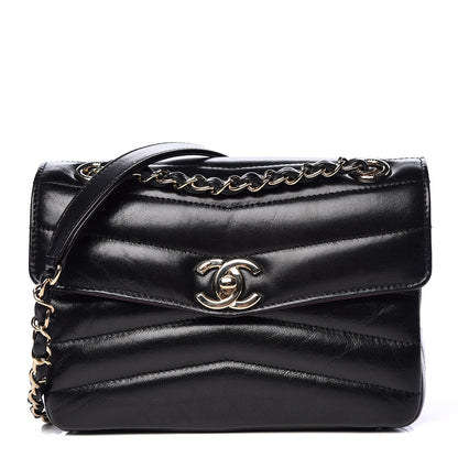 Chanel Shiny Lambskin Quilted Small Chevron Miroir Black 1 of 12