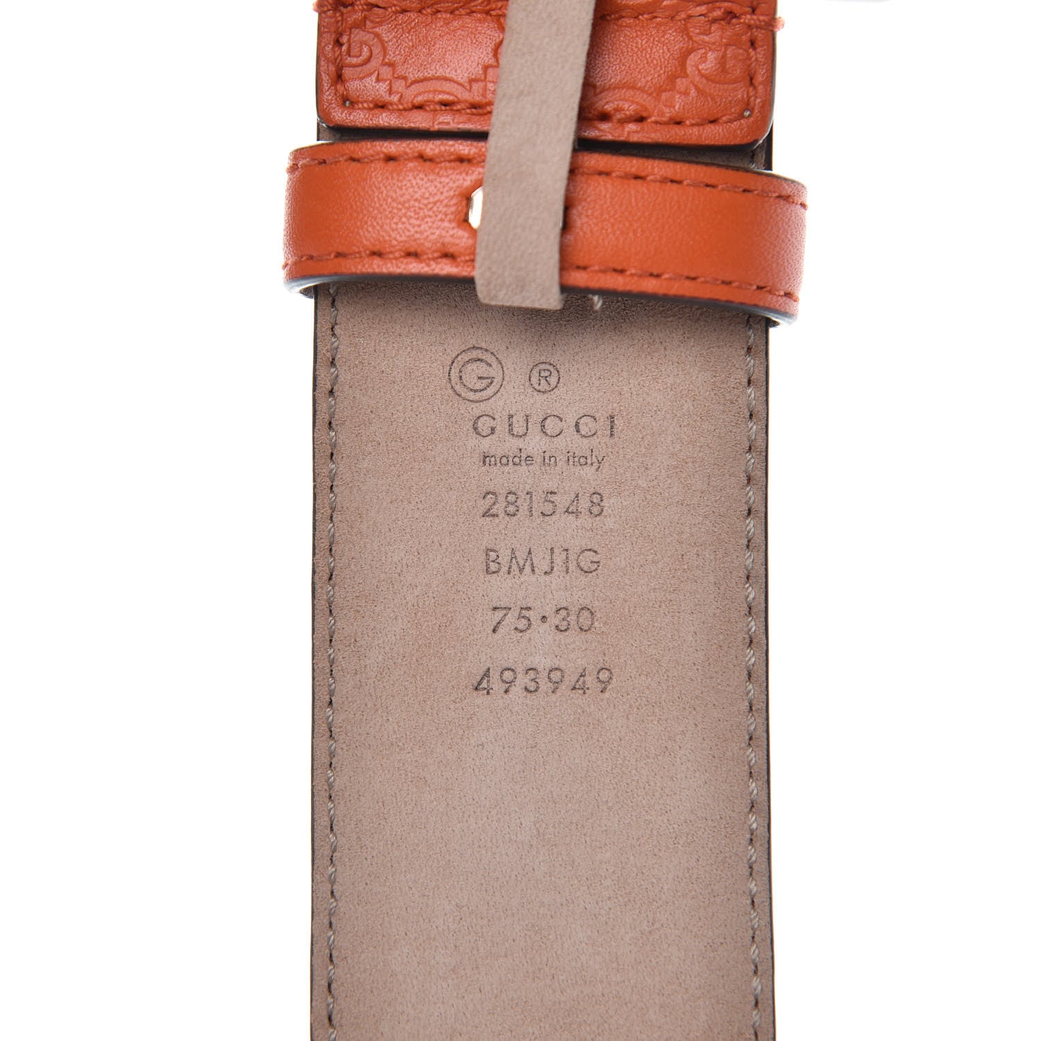 Gucci Soft Microguccissima 40mm Belt 75 30 Sun Orange 3 of 6