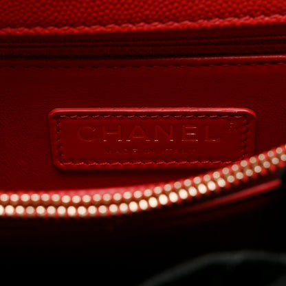 Chanel Caviar Lizard Embossed Quilted Small Coco Handle Flap Red 6 of 10