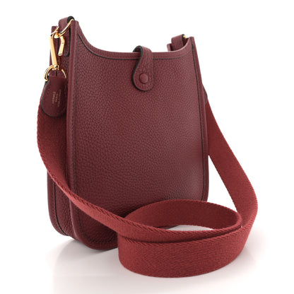 Hermes Taurillon Clemence Evelyne TPM Rouge H 3 of 11