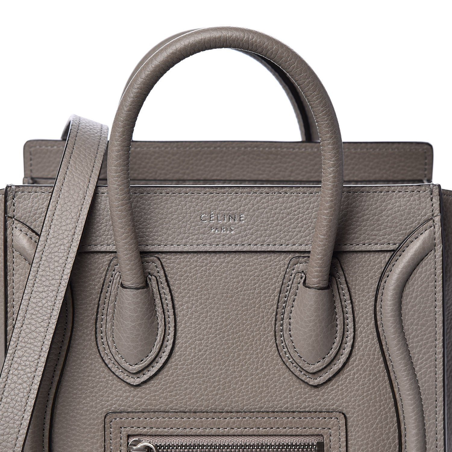 Celine Drummed Calfskin Nano Luggage Grey 6 of 8