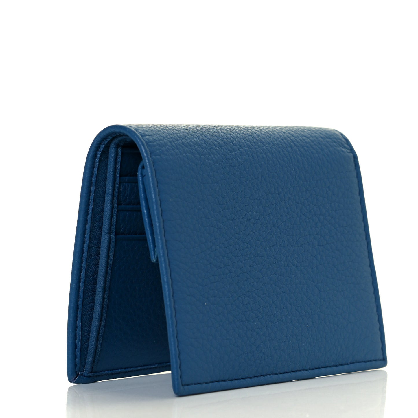Vitello Grain Bi-Fold Wallet Bluette
