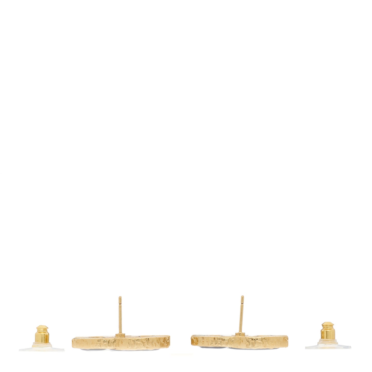 Metal Enamel CC Earrings Black Gold