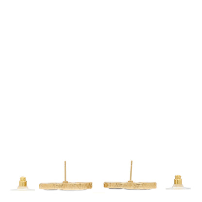 Chanel Metal Enamel CC Earrings Black Gold 3 of 5