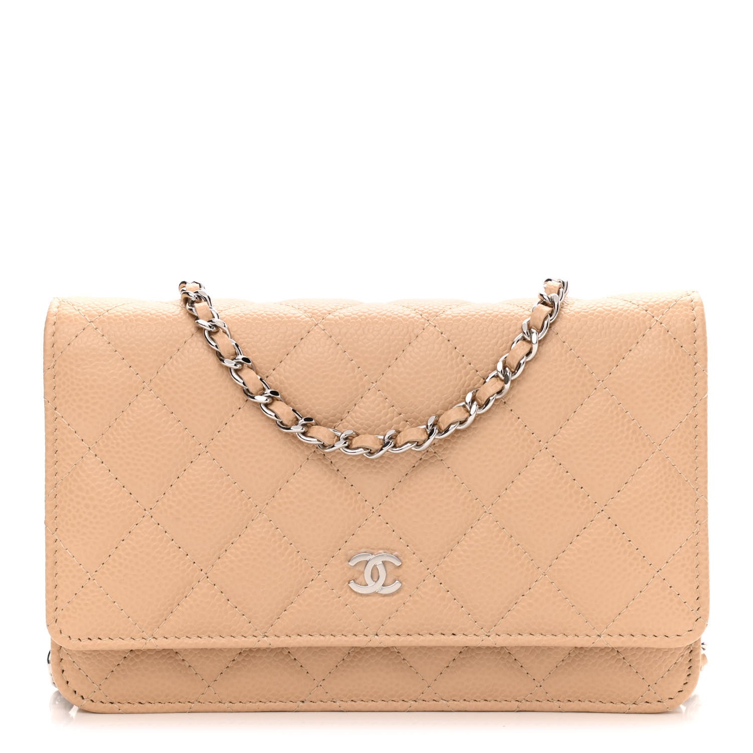 Chanel Caviar Quilted Wallet On Chain WOC Beige 1 of 12