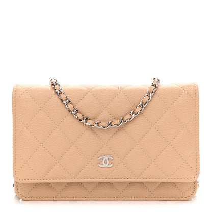 Chanel Caviar Quilted Wallet On Chain WOC Beige 1 of 12