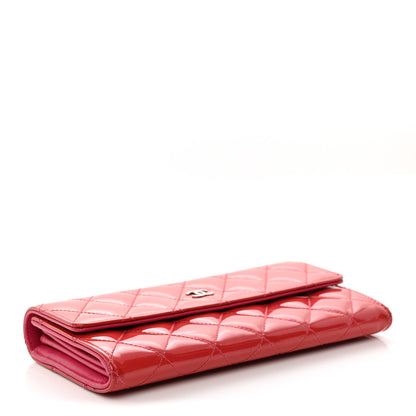 Chanel Patent Quilted Large Gusset Flap Wallet Pink 4 of 8