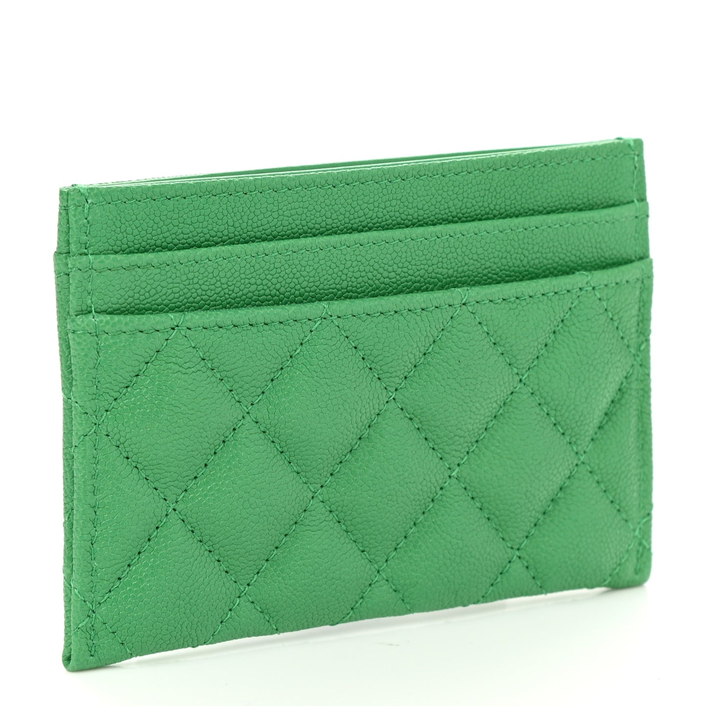 Caviar Quilted Boy Card Holder Green