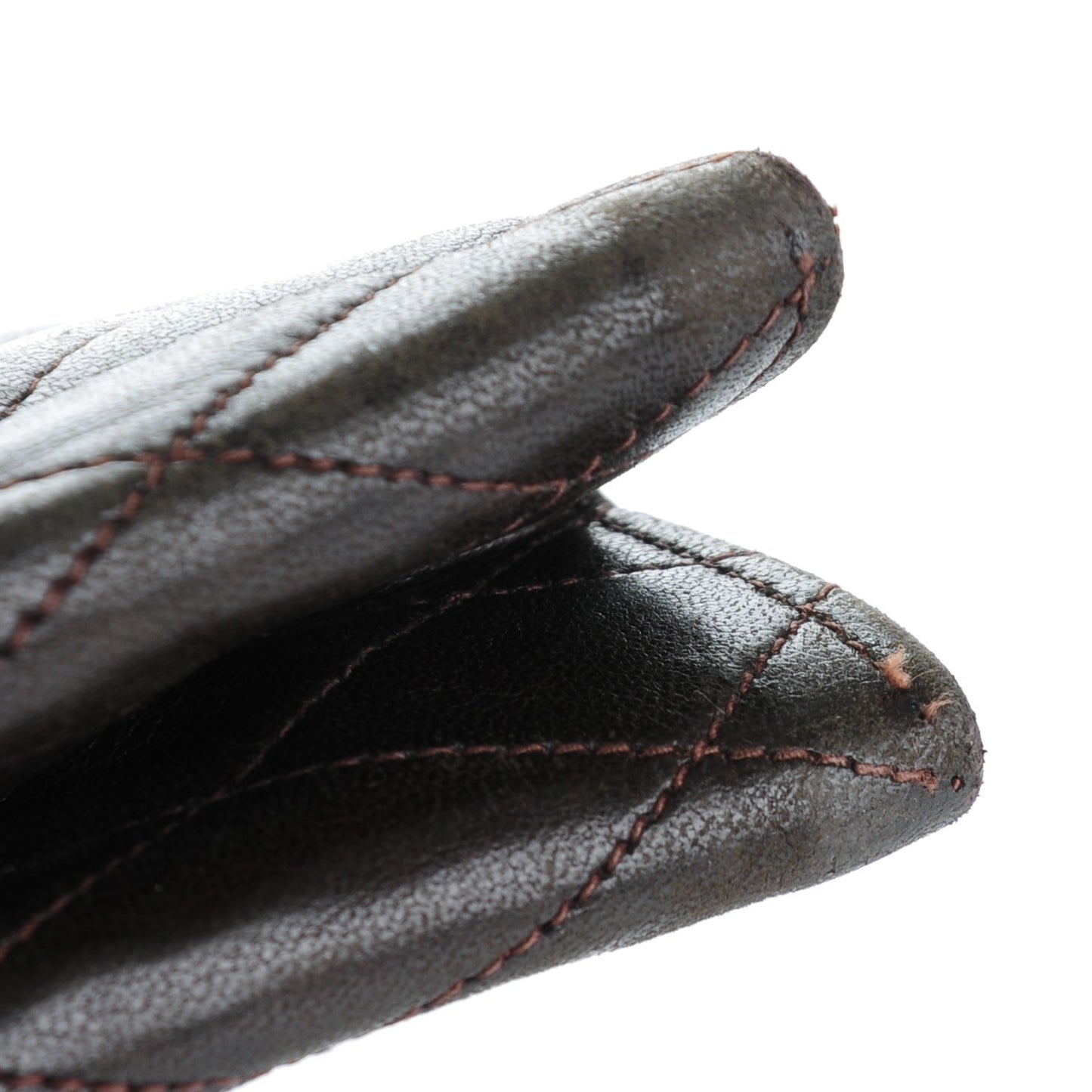 Lambskin Quilted Envelope Single Flap Brown
