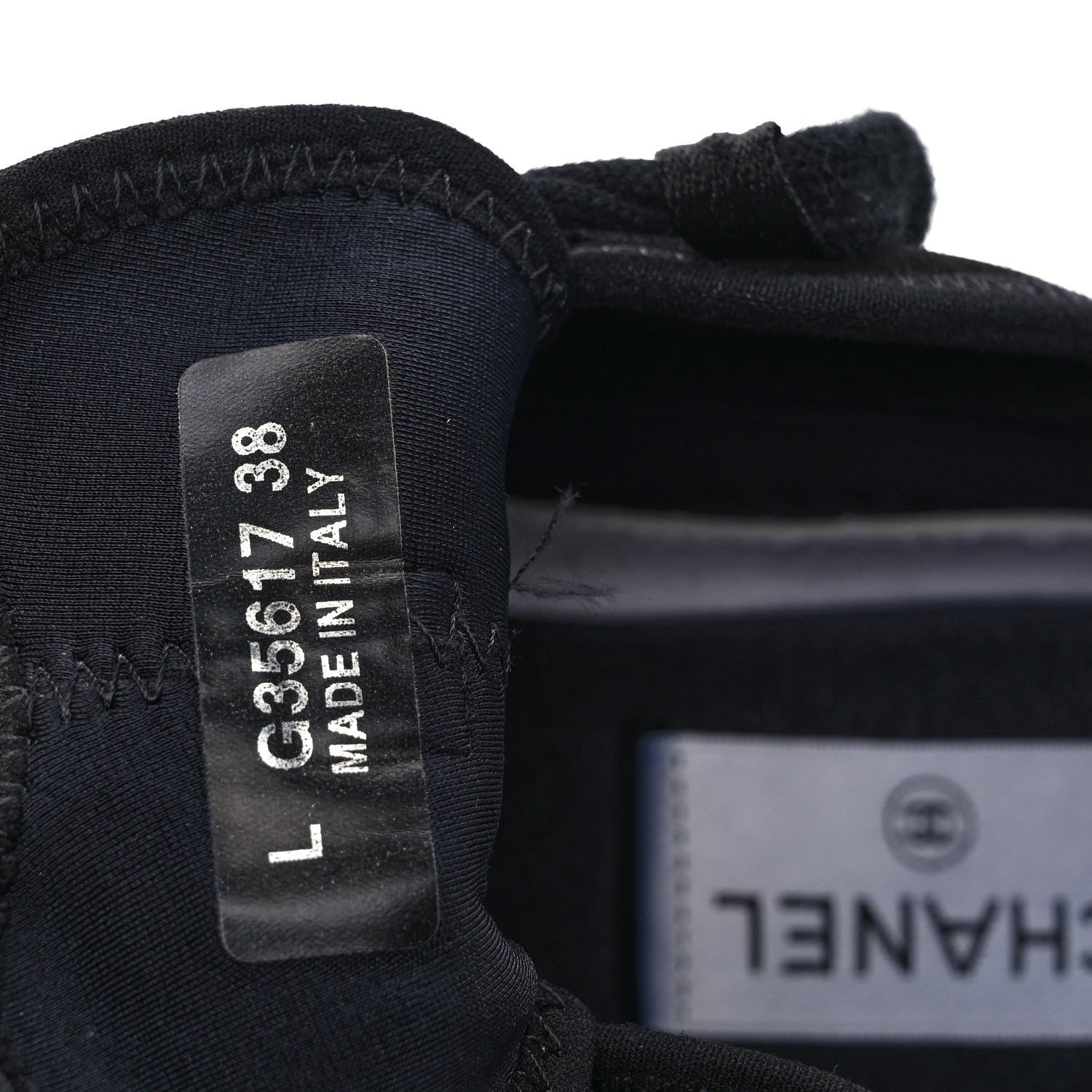 Chanel Velvet Calfskin Mixed Fibers CC Sneakers 38 Black 10 of 11