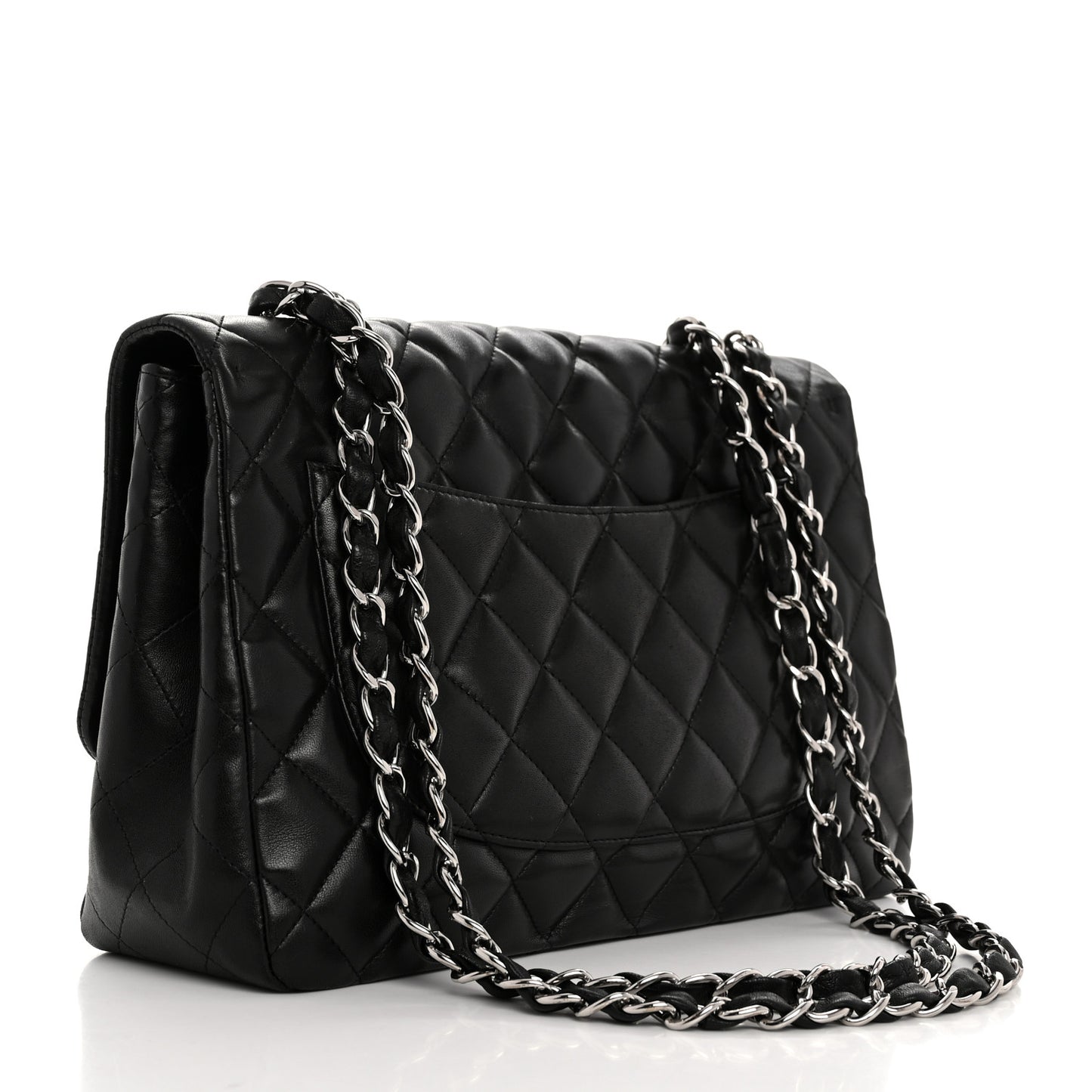 Lambskin Quilted Jumbo Single Flap Black