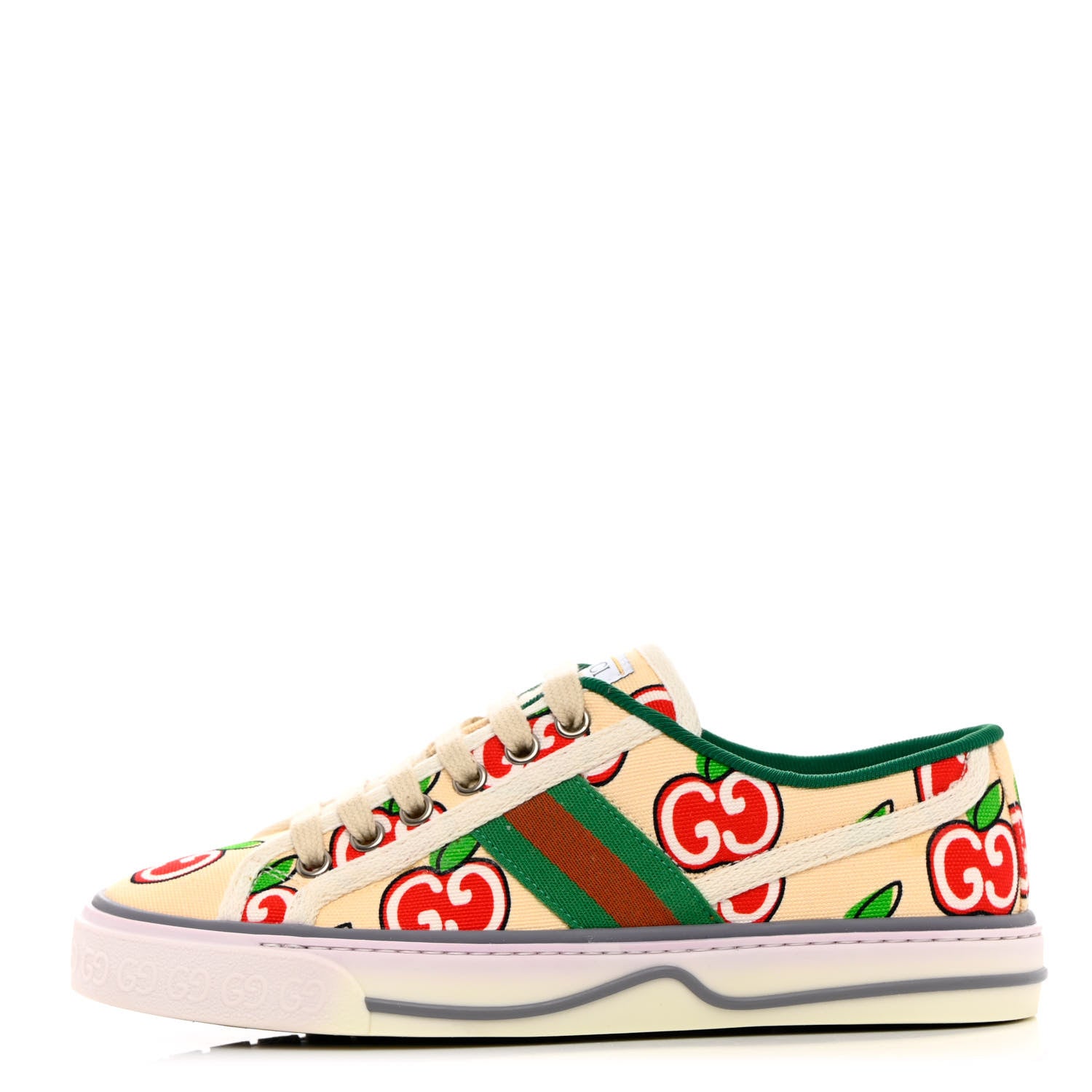 Gucci Canvas Web GG Apple Womens 1977 Tennis Sneakers 35.5 Ivory Red Mystic White New Shamarock 1 of 9